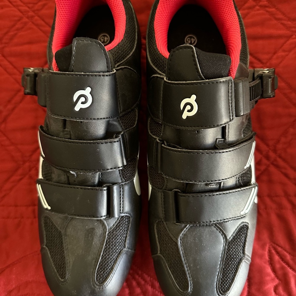 Peloton Black Cycling Shoes with Red Accents